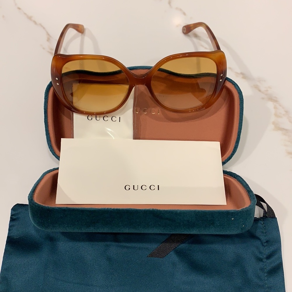 NWT Gucci 56mm Core Sunglasses, Havana Havana Orange